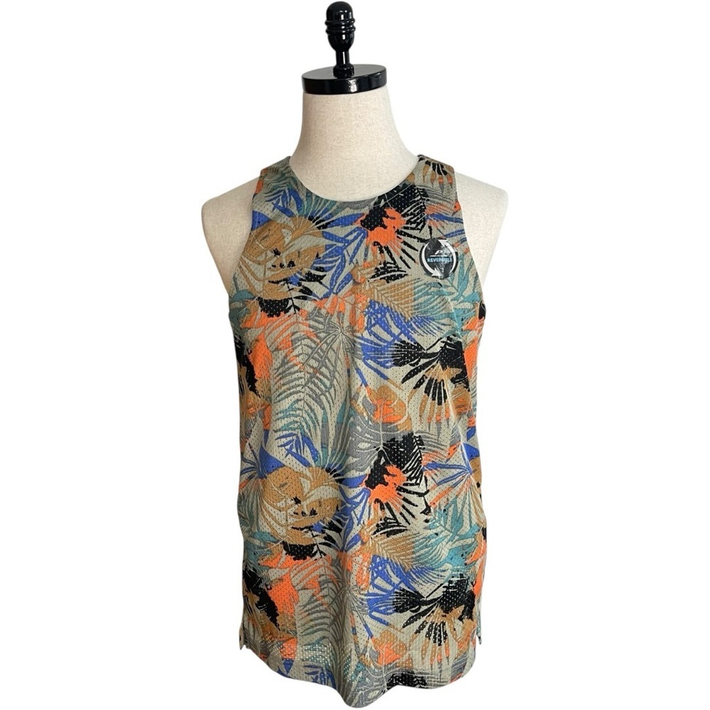 Pro Player Leaf Print Reversible Tank Top Gray
